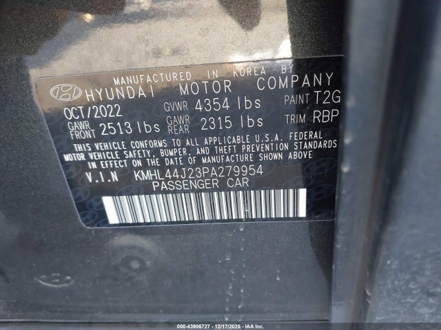 KMHL44J23PA279954 Hyundai Sonata Sel Plus