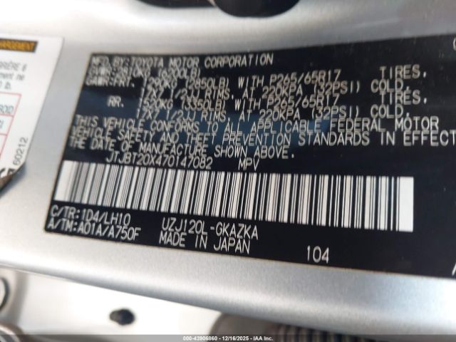 2007 LEXUS GX 470 JTJBT20X470147082 Photo 8