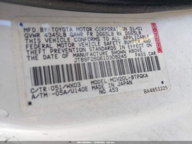 2001 LEXUS ES 300 JT8BF28G610308245 Photo 8