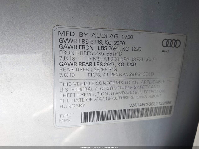 2020 AUDI Q3 WA1AECF38L1122686 Photo 8