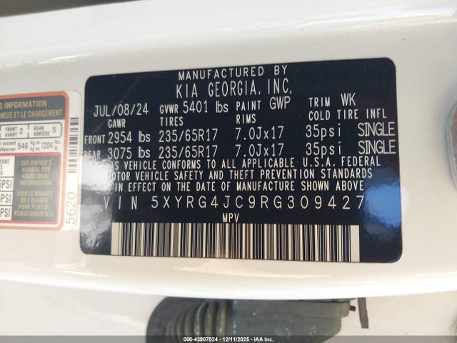 5XYRG4JC9RG309427 KIA SORENTO LX