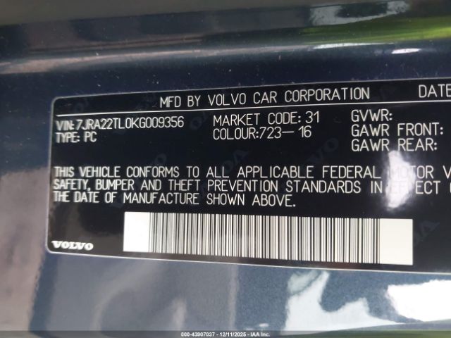 2019 VOLVO S60 7JRA22TL0KG009356 Photo 8