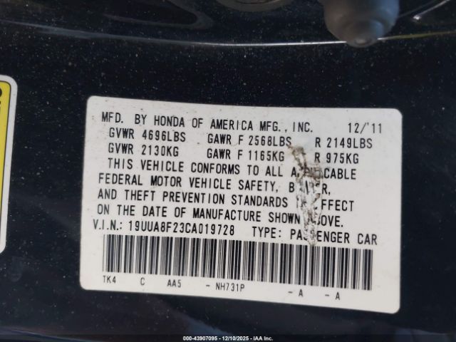 2012 ACURA TL 19UUA8F23CA019728 Photo 8