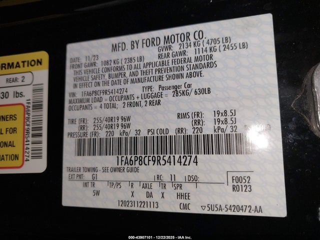 2024 FORD MUSTANG 1FA6P8CF9R5414274 Photo 8