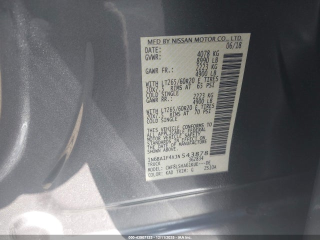 1N6BA1F4XJN543878 Nissan Titan Xd Sv Diesel