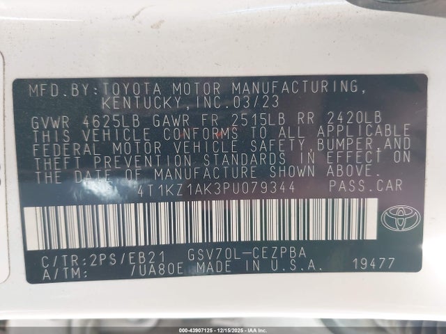 4T1KZ1AK3PU079344 Toyota CAMRY TRD