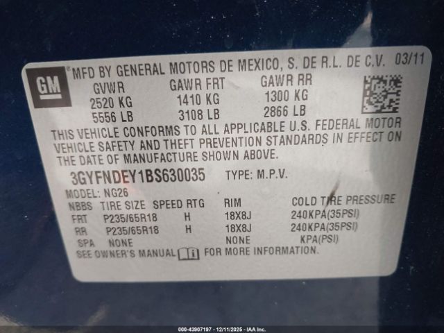 2011 CADILLAC SRX 3GYFNDEY1BS630035 Photo 8