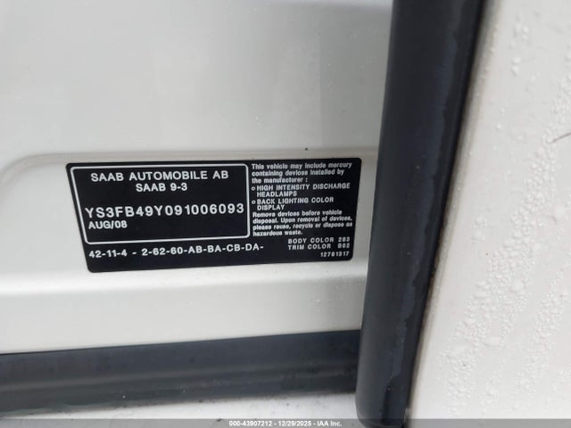 2009 SAAB 9-3 YS3FB49Y091006093 Photo 8
