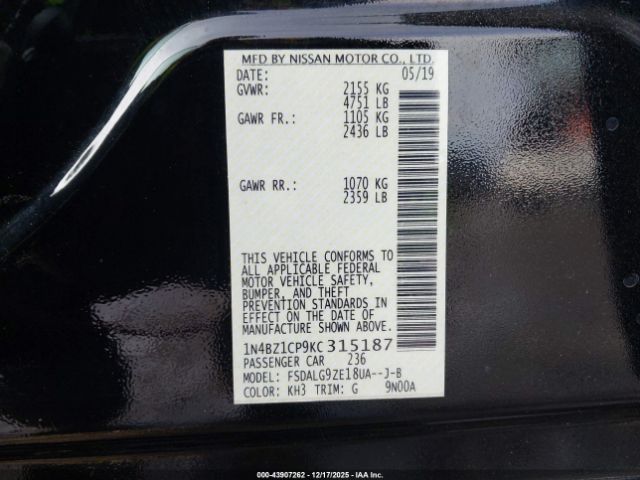 2019 NISSAN LEAF 1N4BZ1CP9KC315187 Photo 8