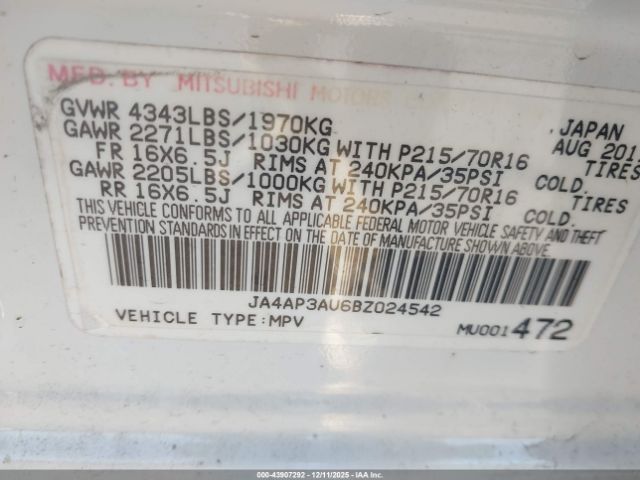 2011 MITSUBISHI OUTLANDER SPORT JA4AP3AU6BZ024542 Photo 8