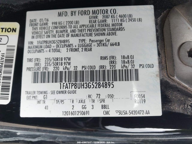 Ford Mustang Ecoboost Premium 2016 1FATP8UH3G5284895 Image 9