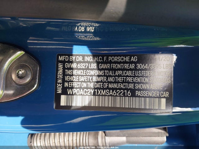 2021 PORSCHE TAYCAN WP0AC2Y1XMSA62216 Photo 8