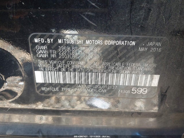 2016 MITSUBISHI LANCER JA32U2FU2GU012137 Photo 8