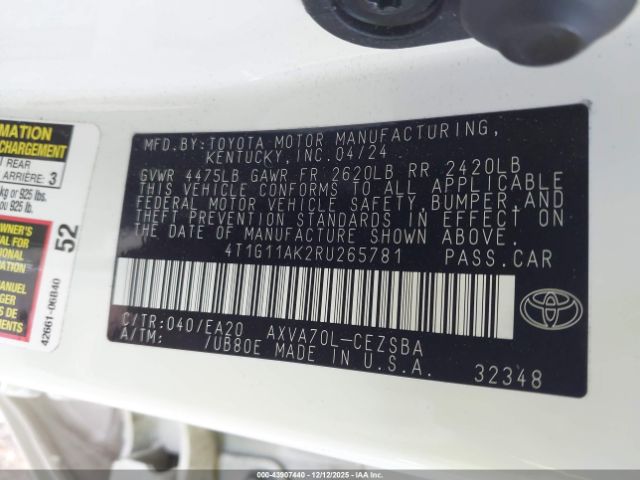2024 TOYOTA CAMRY 4T1G11AK2RU265781 Photo 8