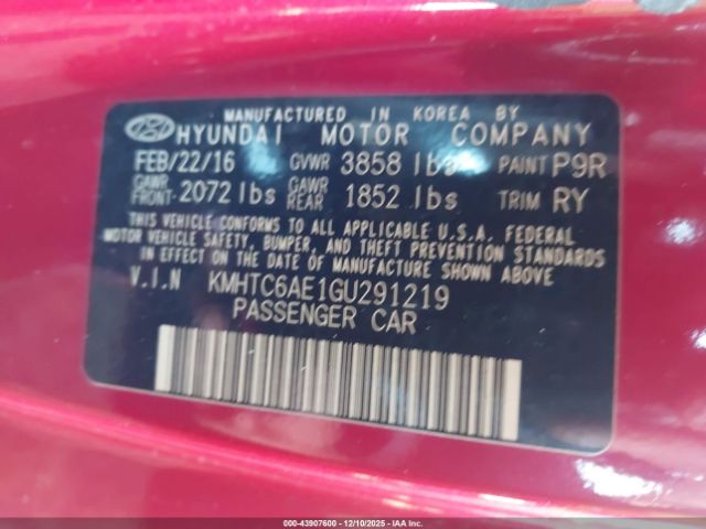 2016 HYUNDAI VELOSTER KMHTC6AE1GU291219 Photo 8