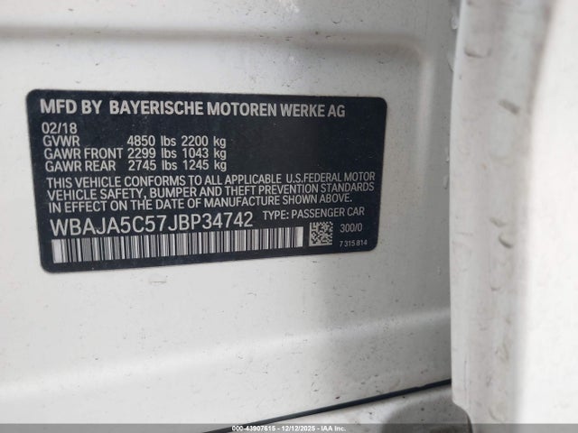 WBAJA5C57JBP34742 BMW 530I