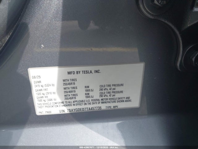 2026 TESLA MODEL Y 7SAYGDED7TA457735 Photo 8