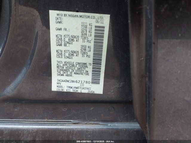 2011 NISSAN ARMADA 5N1AA0NC2BN621780 Photo 8