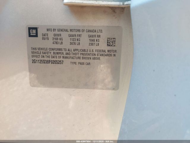 2015 CHEVROLET IMPALA 2G1125S38F9265257 Photo 8