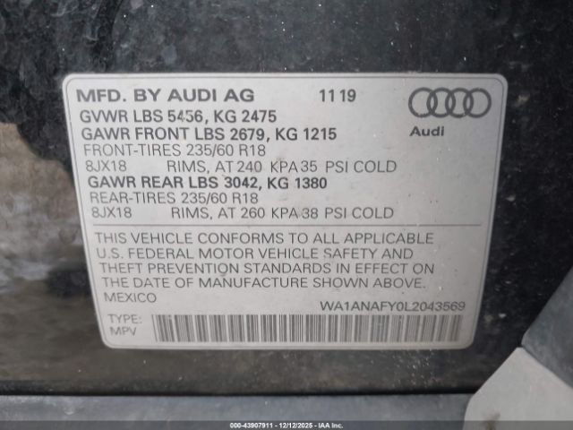 2020 AUDI Q5 WA1ANAFY0L2043569 Photo 8