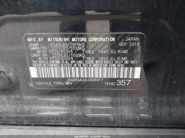 2020 MITSUBISHI OUTLANDER SPORT JA4AR3AU0LU006417 Photo 8