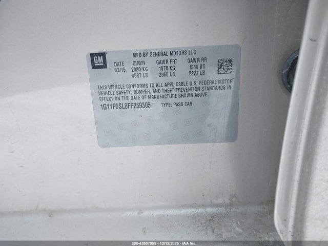 1G11F5SL8FF269305 Chevrolet Malibu 1lz