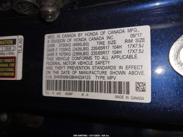 2HKRW6H38HH224123 Honda CR-V LX