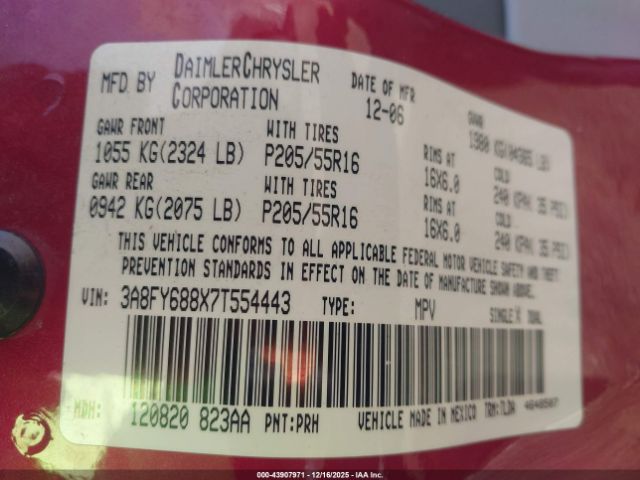 2007 CHRYSLER PT CRUISER 3A8FY688X7T554443 Photo 8