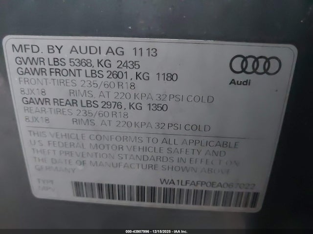 2014 AUDI Q5 WA1LFAFP0EA067022 Photo 8