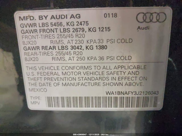 2018 AUDI Q5 WA1BNAFY3J2126043 Photo 8