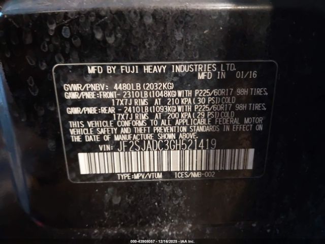 2016 SUBARU FORESTER JF2SJADC3GH521419 Photo 8