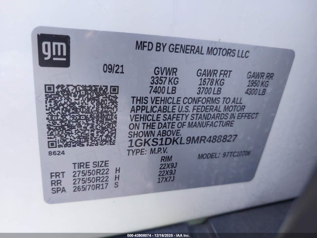 1GKS1DKL9MR488827 GMC Yukon 2wd Denali