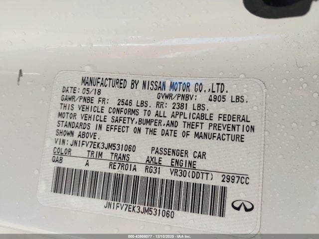 JN1FV7EK3JM531060 Infiniti Q60 3.0t Red Sport 400