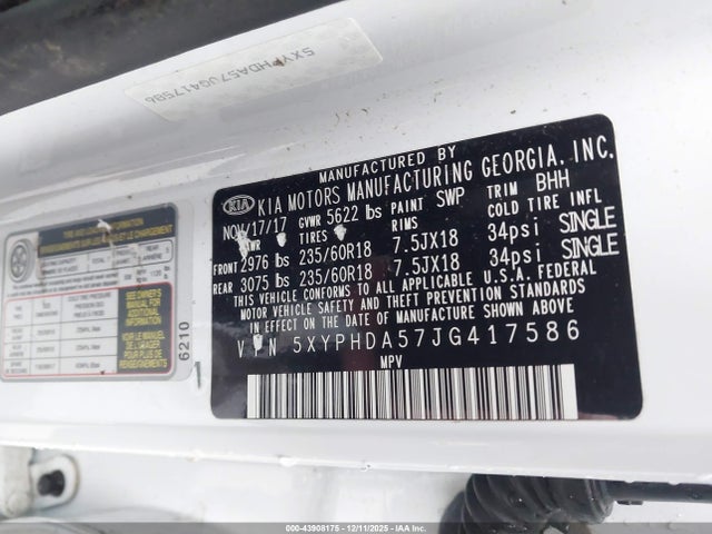 KIA Sorento 3.3l Ex 2018 5XYPHDA57JG417586 Image 9