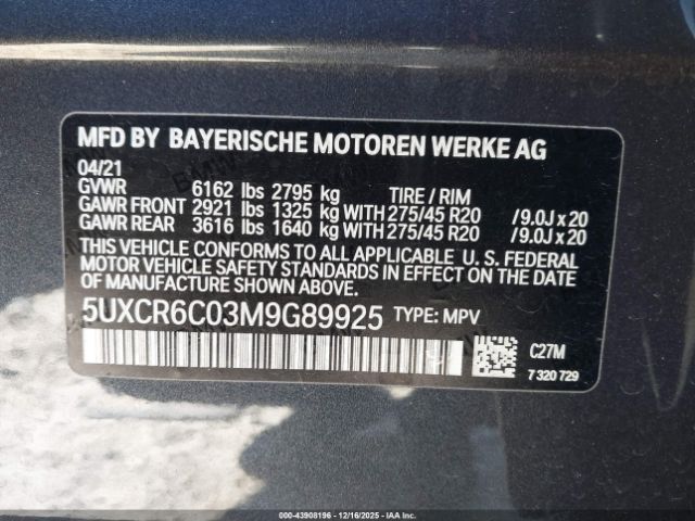 2021 BMW X5 5UXCR6C03M9G89925 Photo 8