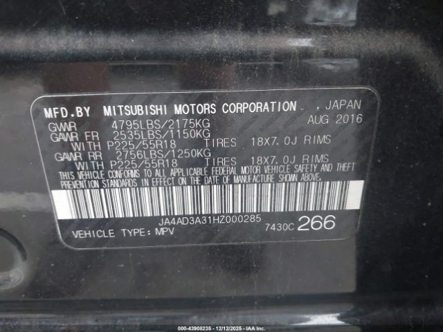 2017 MITSUBISHI OUTLANDER JA4AD3A31HZ000285 Photo 8