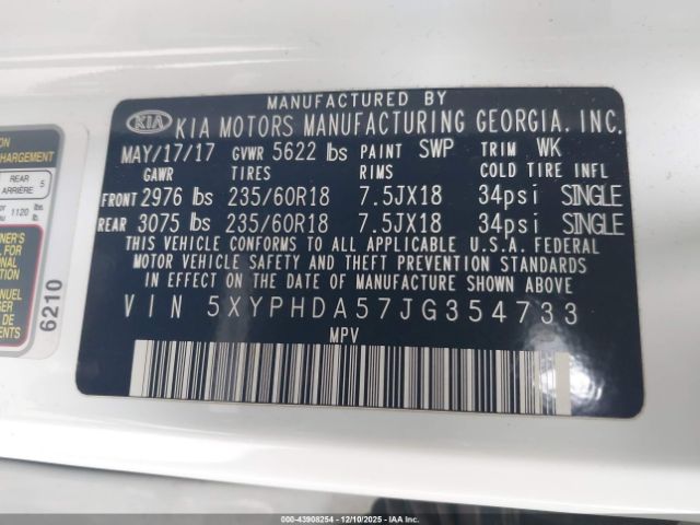 2018 KIA SORENTO 5XYPHDA57JG354733 Photo 8