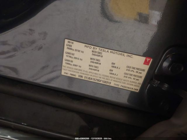 2016 TESLA MODEL S 5YJSA1E29GF158919 Photo 8