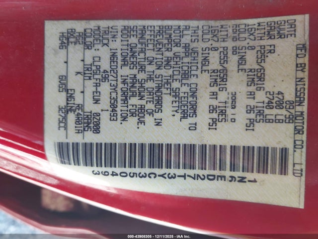 2000 NISSAN FRONTIER 1N6ED27T3YC350493 Photo 8