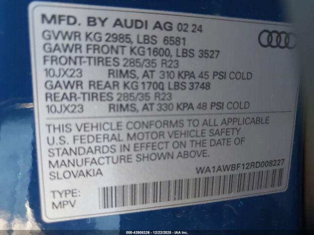 2024 AUDI SQ8 WA1AWBF12RD008227 Photo 8
