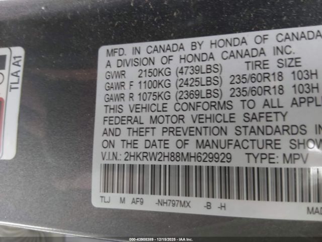 2021 HONDA CR-V 2HKRW2H88MH629929 Photo 8