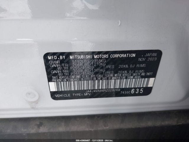 2024 MITSUBISHI OUTLANDER JA4J4VA84RZ029269 Photo 8