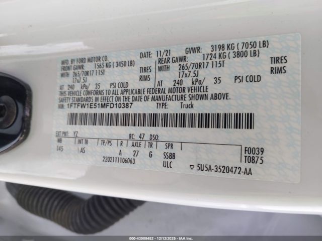 2021 FORD F-150 1FTFW1E51MFD10387 Photo 8