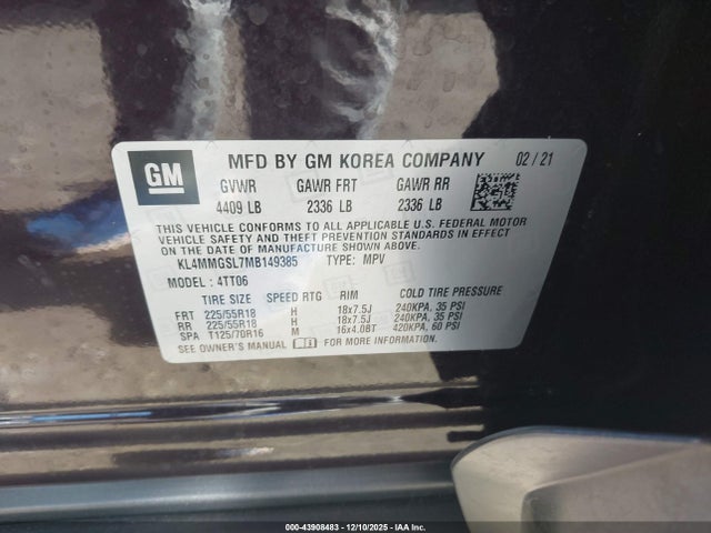 2021 Buick Encore Gx Awd Essence მანქანა იყიდება აუქციონზე, vin: KL4MMGSL7MB149385, აუქციონის ნომერი: 43908483