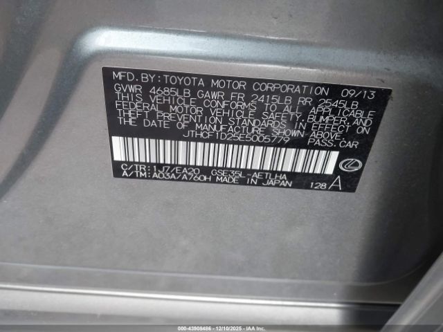 2014 LEXUS IS 250 JTHCF1D25E5005779 Photo 8