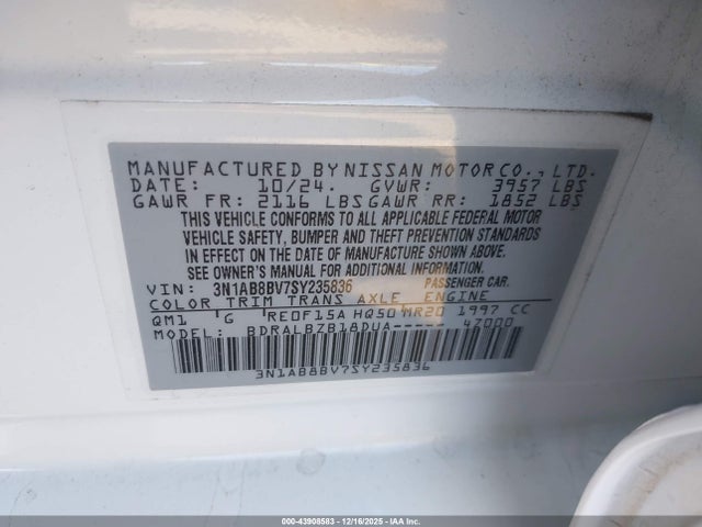 Nissan SENTRA S 2025 3N1AB8BV7SY235836 Image 9