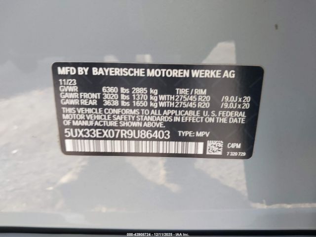 2024 BMW X6 5UX33EX07R9U86403 Photo 8