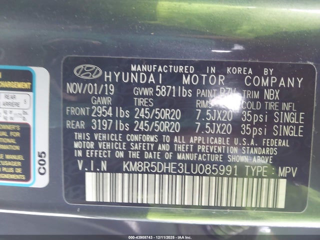 KM8R5DHE3LU085991 Hyundai Palisade Limited