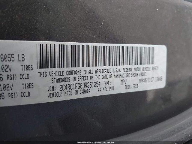 2018 CHRYSLER PACIFICA 2C4RC1FG8JR351254 Photo 8