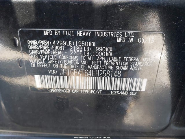 JF1GPAT64FH258148 Subaru Impreza 2.0i Sport Premium